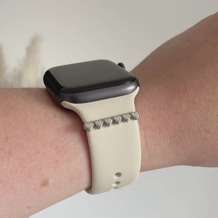 Watch Strap Charm - Silver Hearts