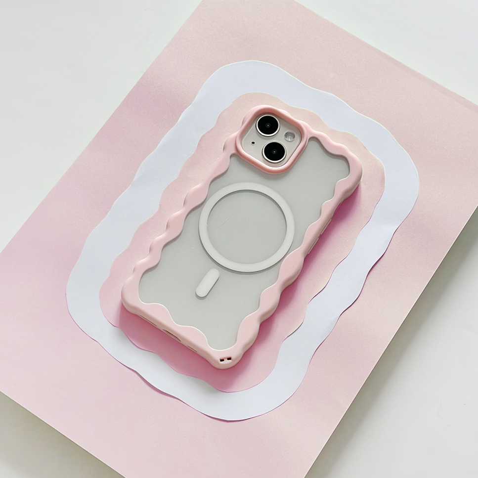 Wavy MAGSAFE® Clear Phone Case - Pink