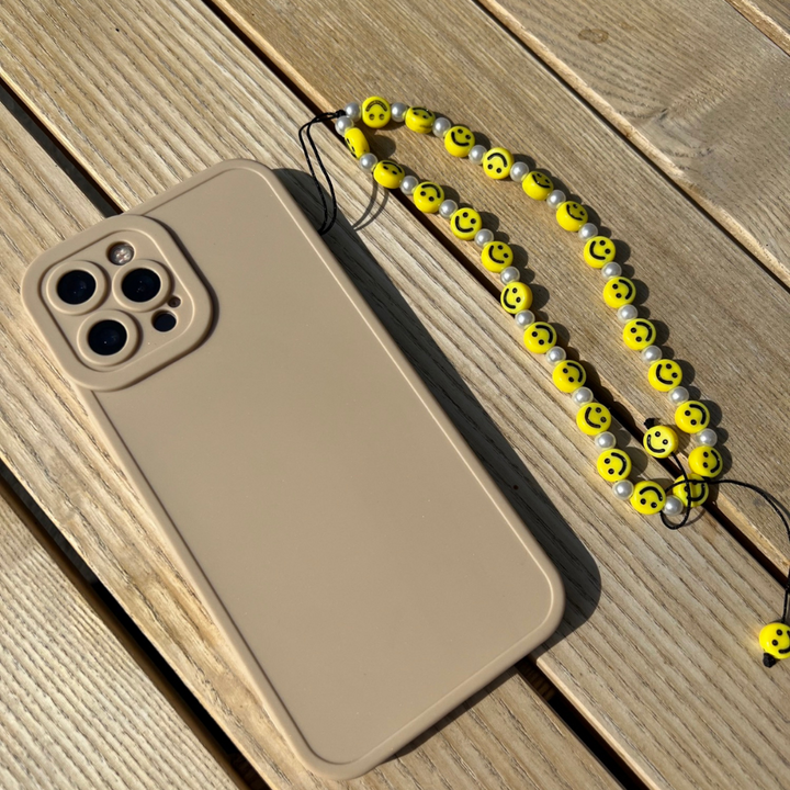 Beaded Phone Strap - Smiley Pearl